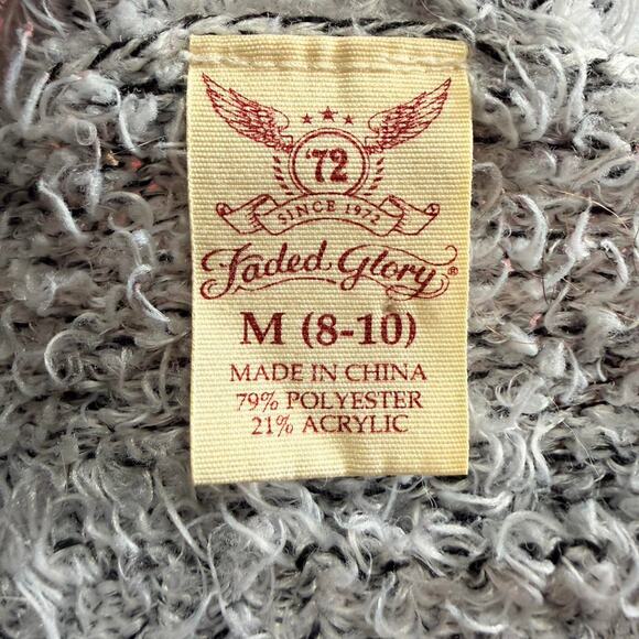 Y2k gray and black fuzzy striped sweater - Picture 6 of 6